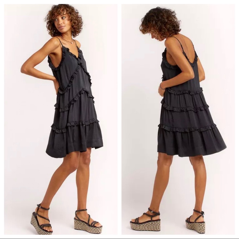 Rebecca Minkoff Sasha Black Ruffle Cami Dress EUC XS